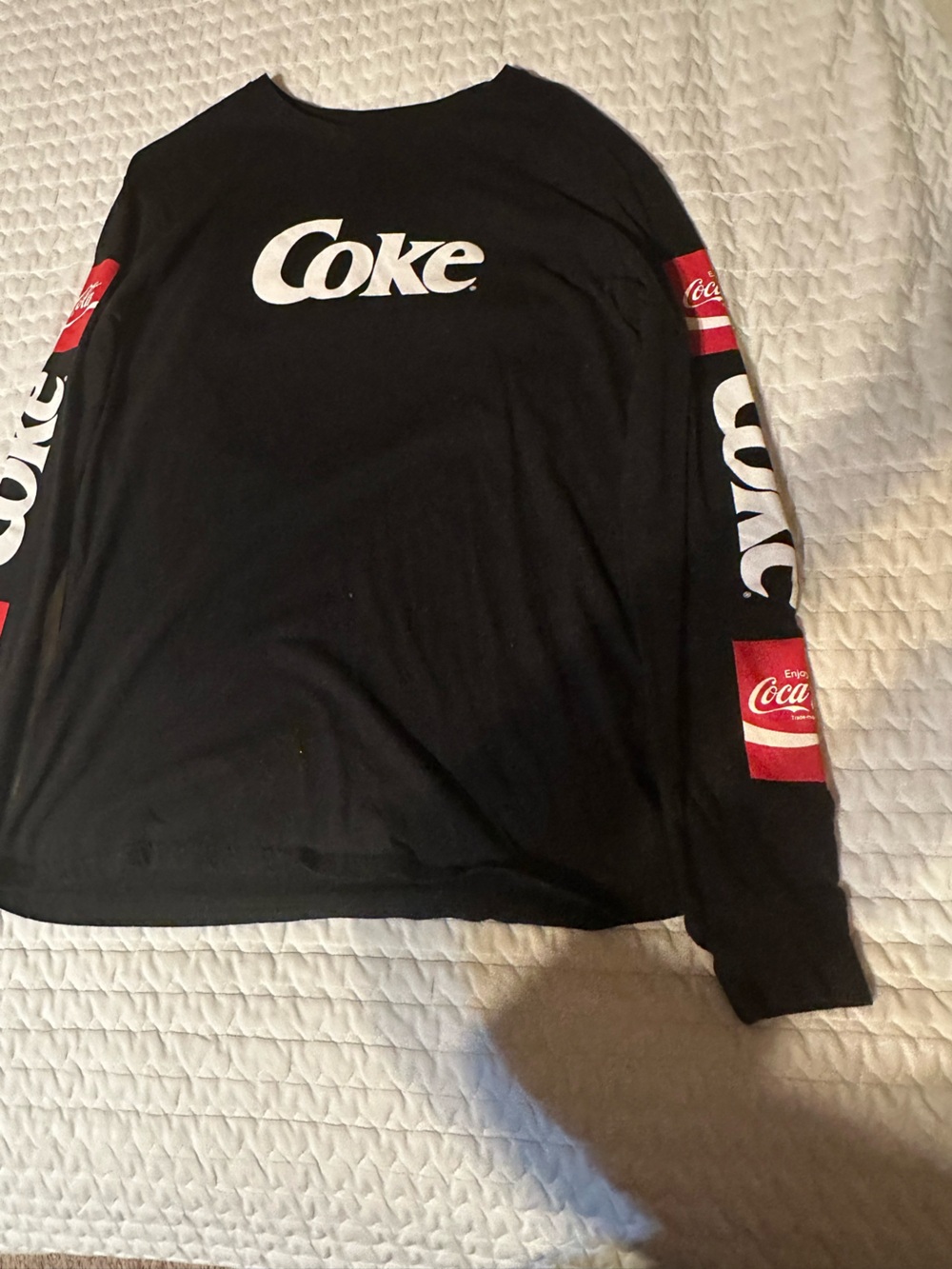 PacSun Black Coke Long Sleeve Tee with Red Sleeve Logos